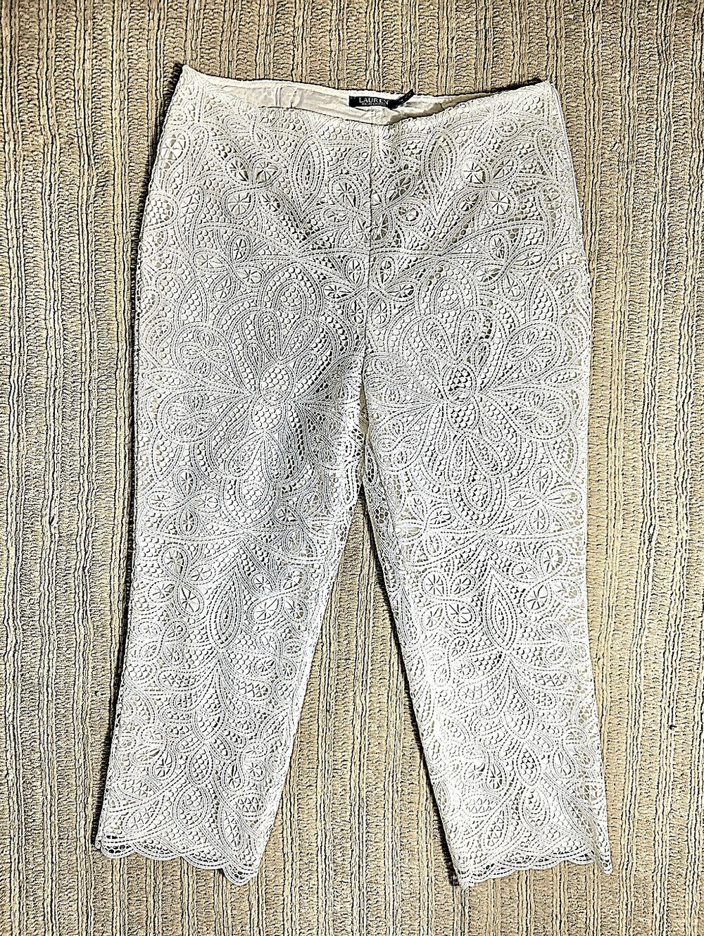Lauren Ralph Lauren Leodir Scalloped Lace Straight Leg Pants | Size 14 | NWOT |